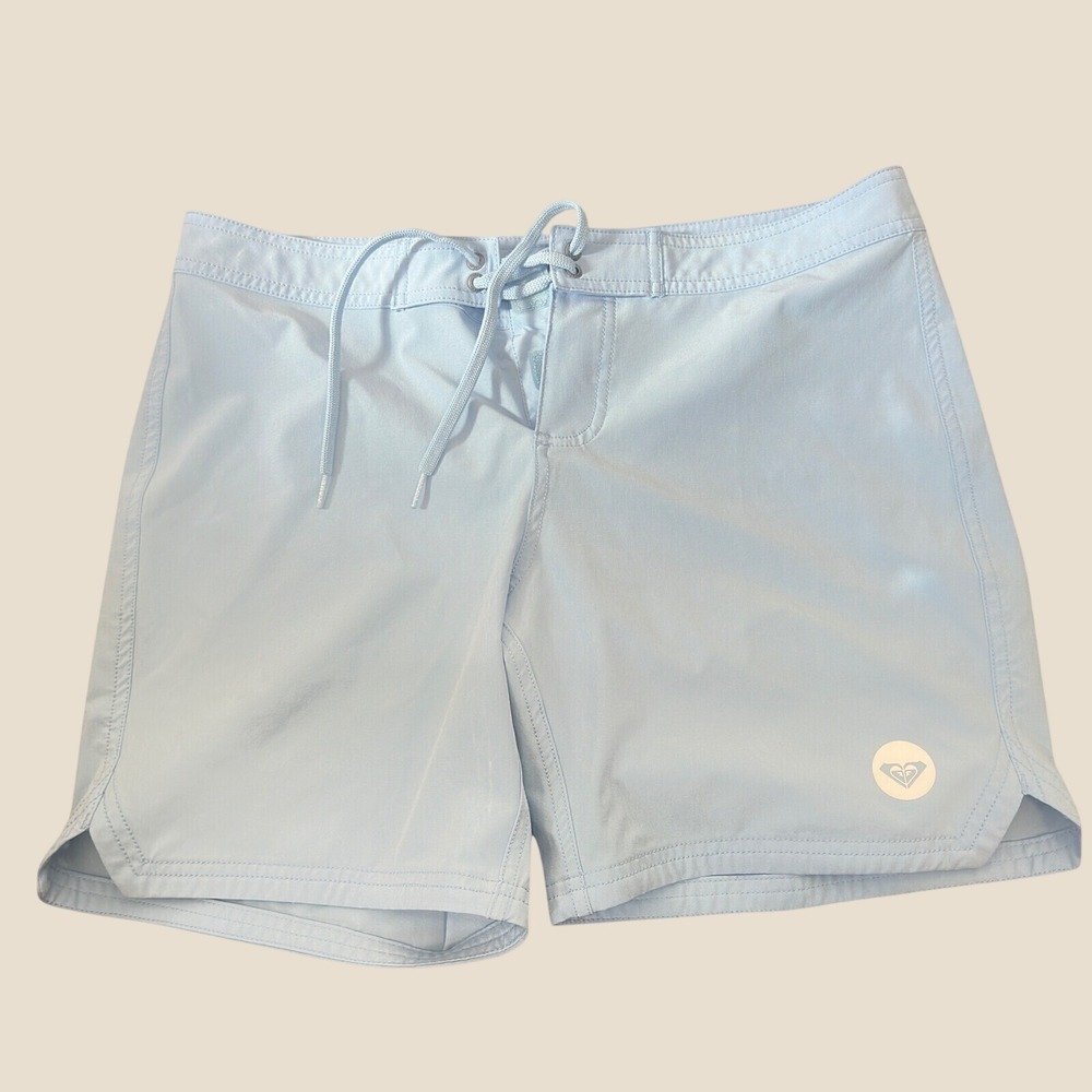 Roxy Board Shorts Womens M Blue Solid Stretch Quick Dry Swim Surf Coastal